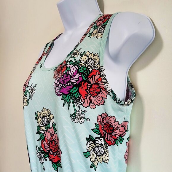 LulaRoe Summer Womens Aqua Floral Sleeveless Tank Dress Floral Print Size M - Picture 3 of 10